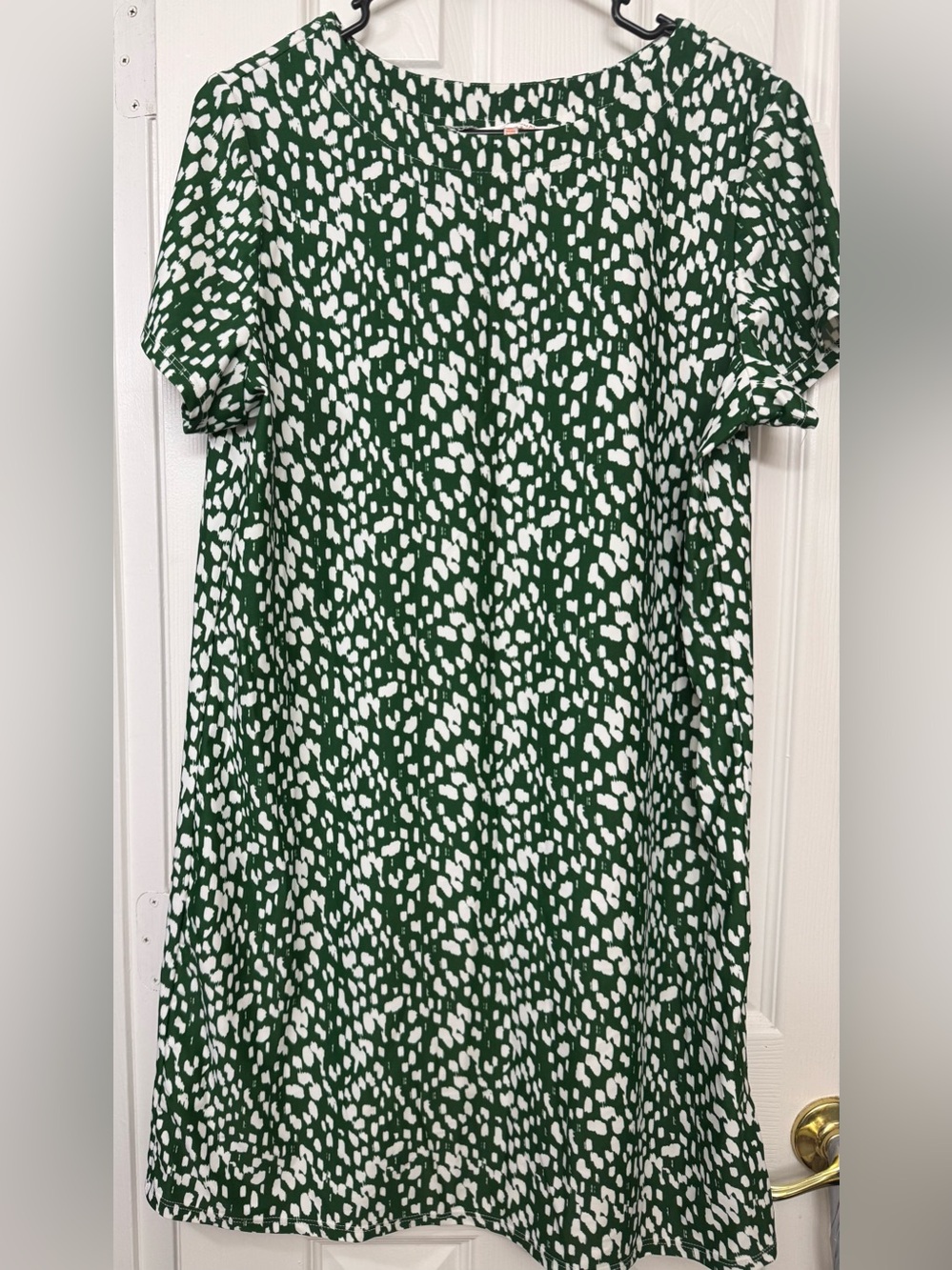 Jude Connally Green and White Printed Short Sleeve Shift Dress XL (sku0124)